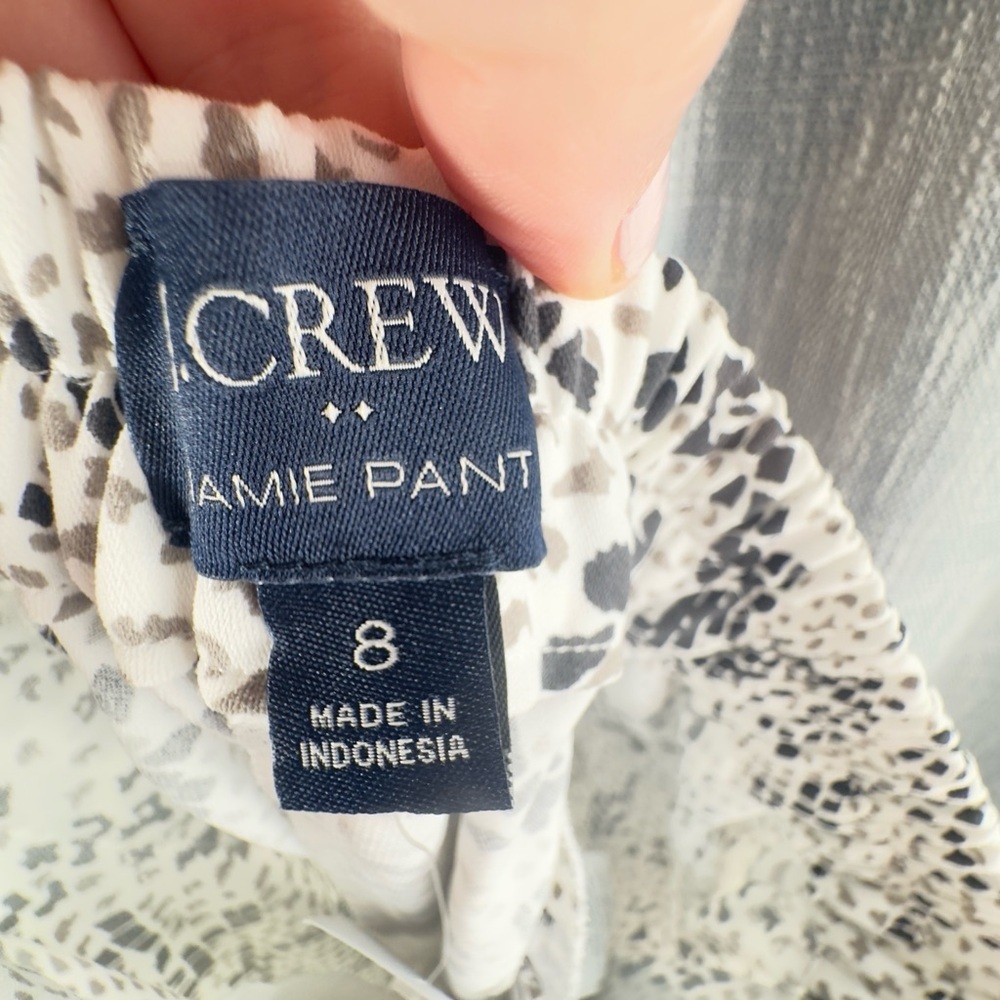 J. Crew Jamie Snake Skin Print Pull On Ankle Pants NWT size 8 - Picture 10 of 12